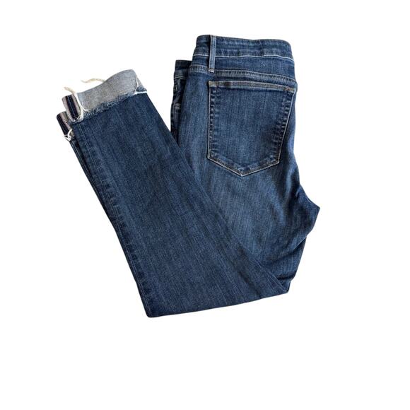 Joe's Jeans The Icon midrise skinny crop blue stretch denim cuffed raw hem Sz 30 - Picture 1 of 10